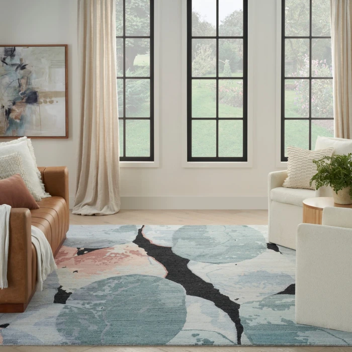 Nourison Silk Shadows Blue Pink SHA25 8 ft. X 10 ft. Rect. Rug