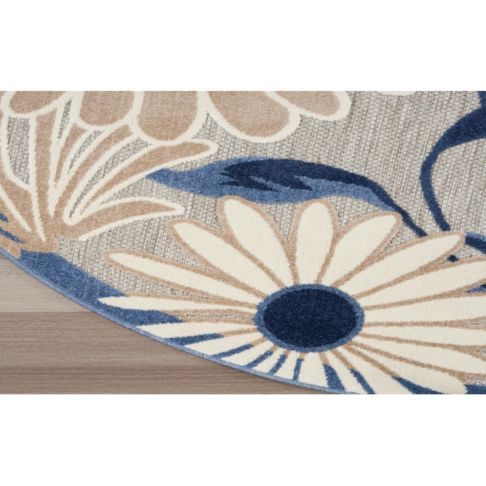 Nourison Aloha Blue Grey ALH33 5 ft. 3 in. Round Rug