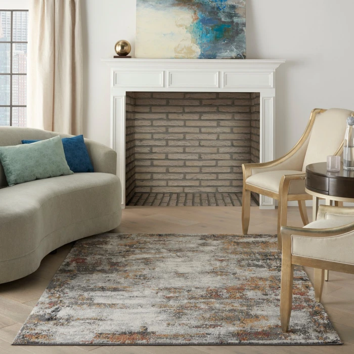 Nourison Tangra Grey/Multi TNR03 4 ft. X 6 ft. Rect. Rug