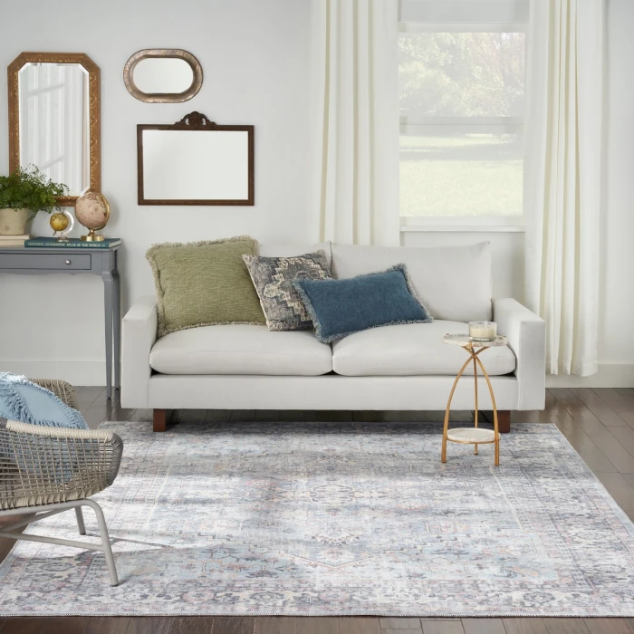 Nicole Curtis Machine Washable Series 1 Area Rug SR104 Blue 8' x 10'
