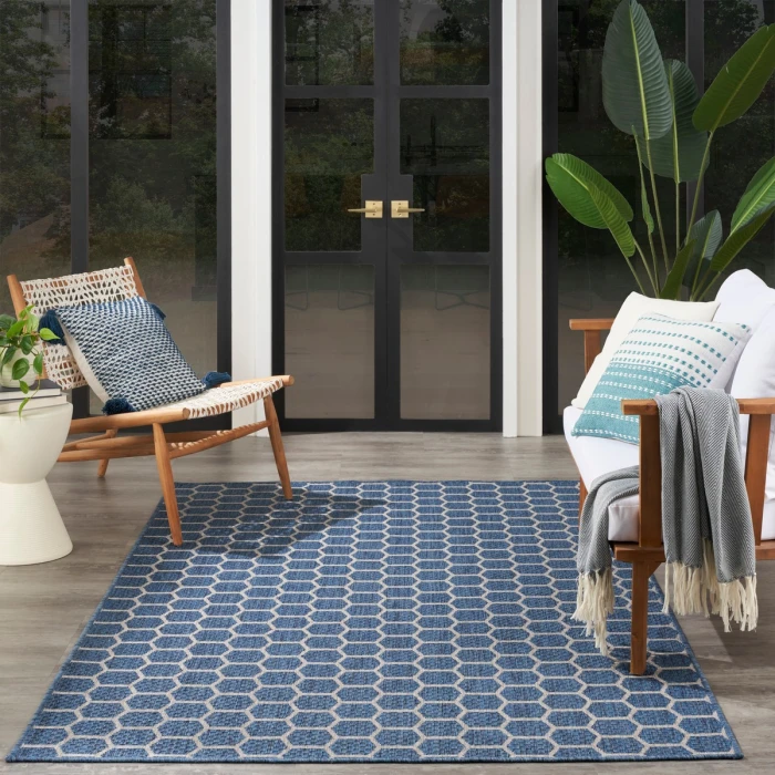 Nourison Twist Reversible Blue TWS01 4 ft. X 6 ft. Rect. Rug