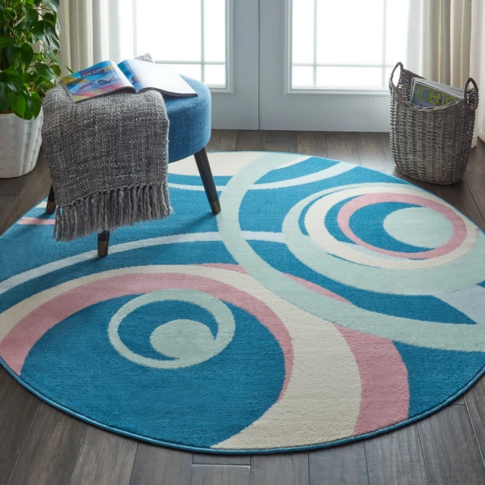 Nourison Grafix Round Area Rug GRF21-Blue Multi Colored