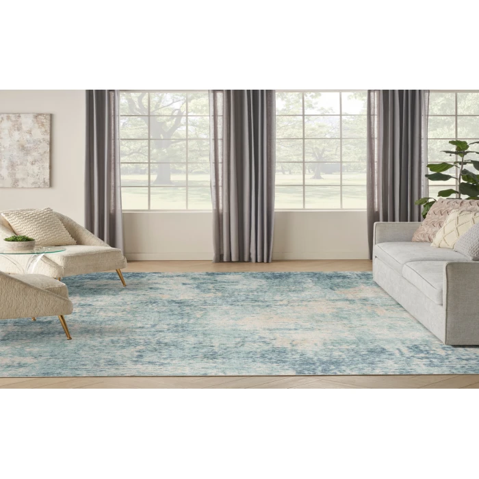 Nourison Astra Machine Washable Blue Ivory ASW07 9 ft. X 12 ft. Rectangle Rug