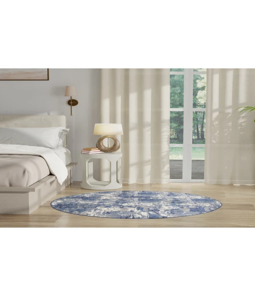 Nourison Grafix Navy Blue GRF38 4 ft. Round Rug