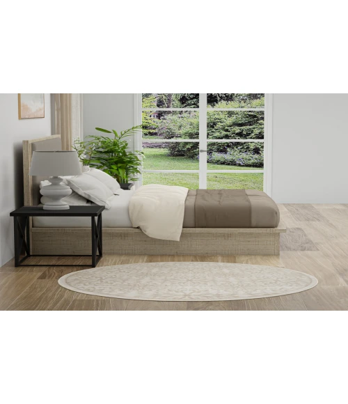 Nourison Jubilant Ivory Beige JUB06 5 ft. 3 in. Round Rug