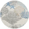 Nourison Home Seaside SDS04 Ivory Grey Blue 5 ft. 3 in. Round Area Rug