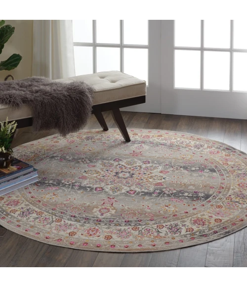 Nourison Vintage Kashan Round Area Rug VKA01-Grey