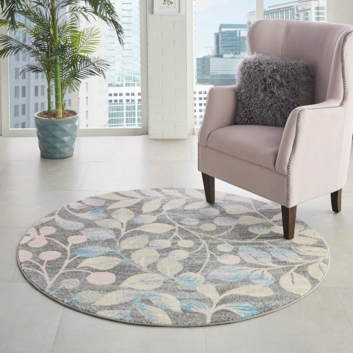 Nourison Tranquil Round Area Rug TRA03-Grey/Beige