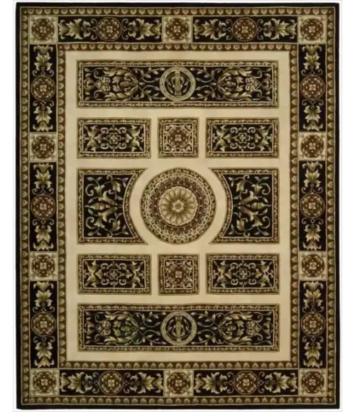 Nourison Versailles Palace Black Beige VP50 7ft.6in. x 9ft.6in. Rect. Rug