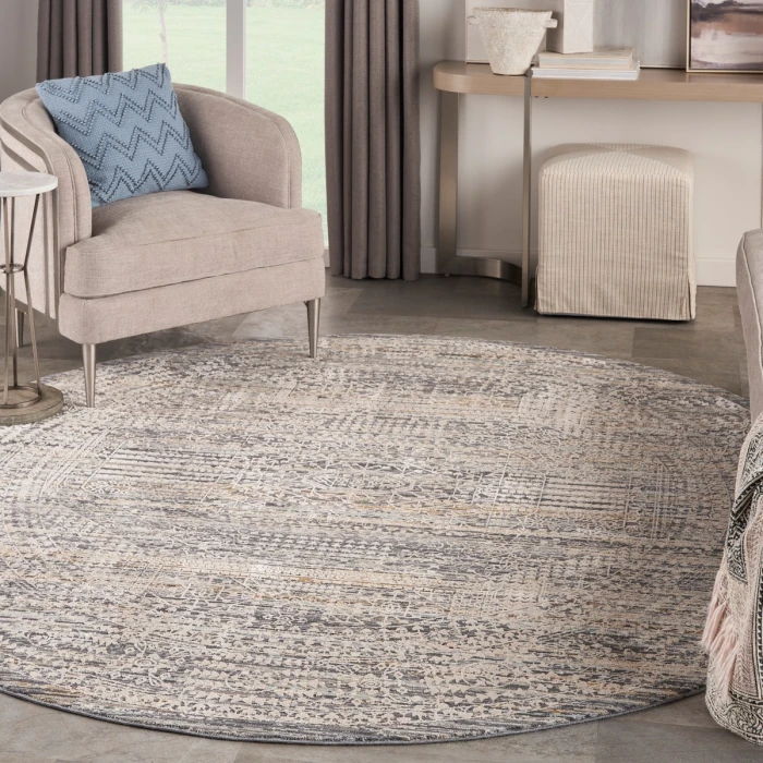 Nourison Lynx Ivory Slate LNX05 8 ft. X Round Rug