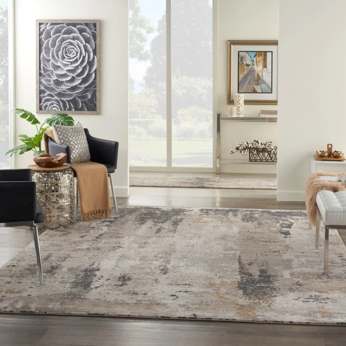 Nourison Tangra Cream Grey TNR05 9 ft. X 12 ft. Rect. Rug