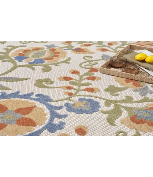 Nourison Aloha Ivory Blue ALH17 5 ft. 3 in. X 7 ft. 5 in. Rectangle Rug