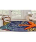 Nourison Aloha Navy Multicolor ALH24 5 ft. 3 in. Round Rug