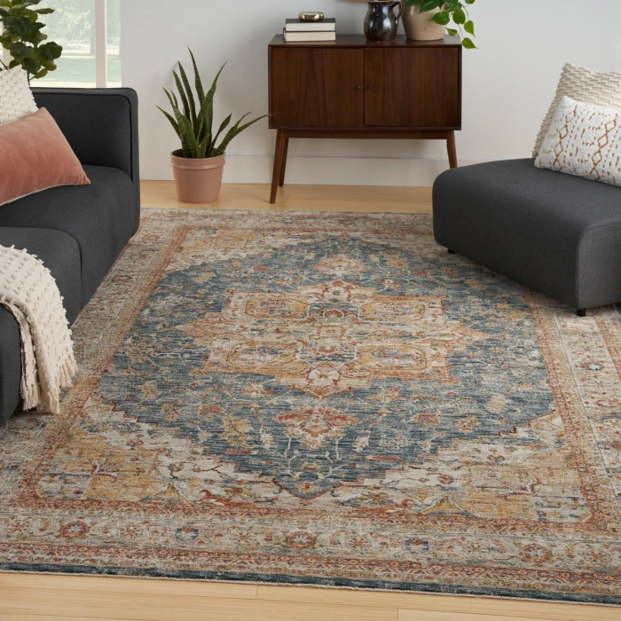 Nourison Sahar Ivory Blue SHR06 8 ft. X 10 ft. Rect. Rug