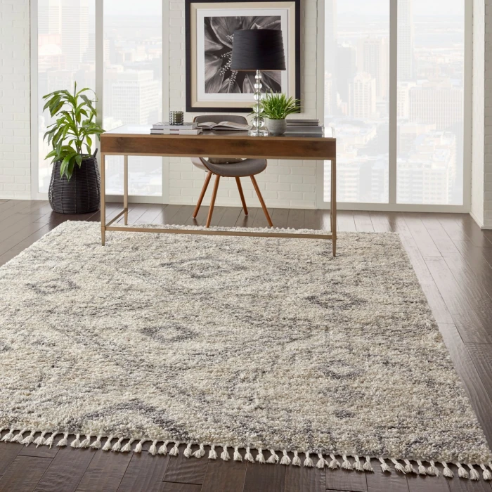 Nourison Oslo Shag Ivory/Grey OSL02 8 ft. X 11 ft. Rect. Rug