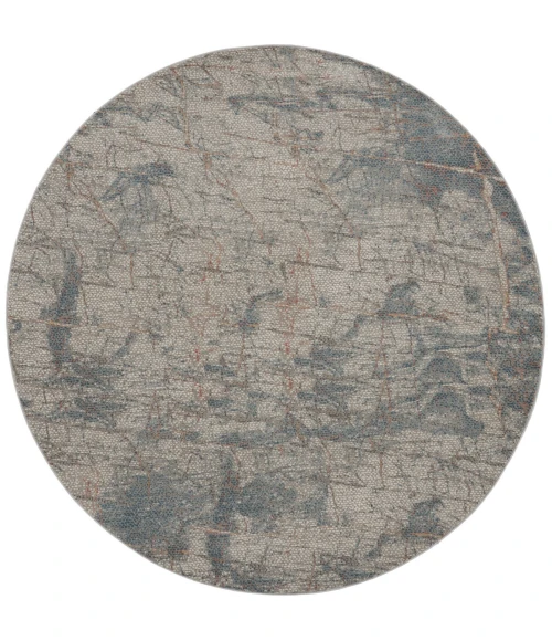 Nourison Rustic Textures Area Rug RUS15 Light Grey/Blue 5'3" Round