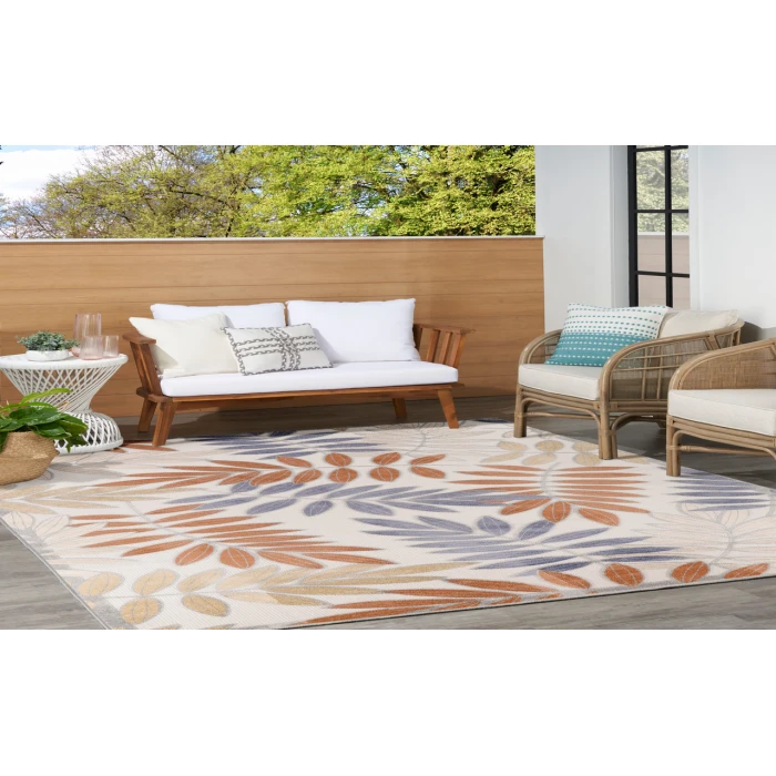 Nourison Aloha Blue Mocha ALH18 9 ft. X 12 ft. Rectangle Rug
