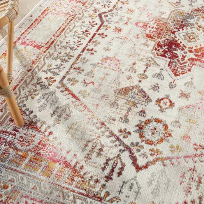 Nourison Vintage Kashan Area Rug VKA08 Ivory Red 2'4" x 8'