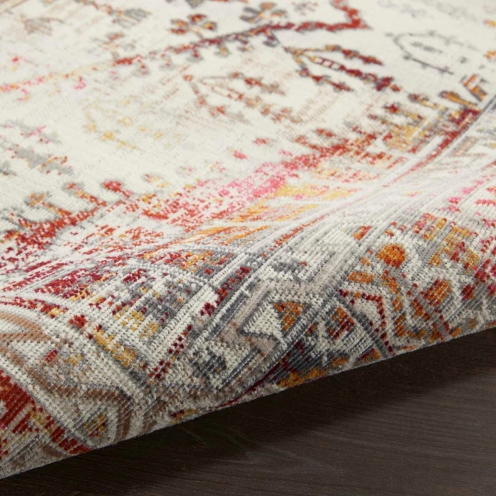 Nourison Vintage Kashan Area Rug VKA08 Ivory Red 2'4" x 8'