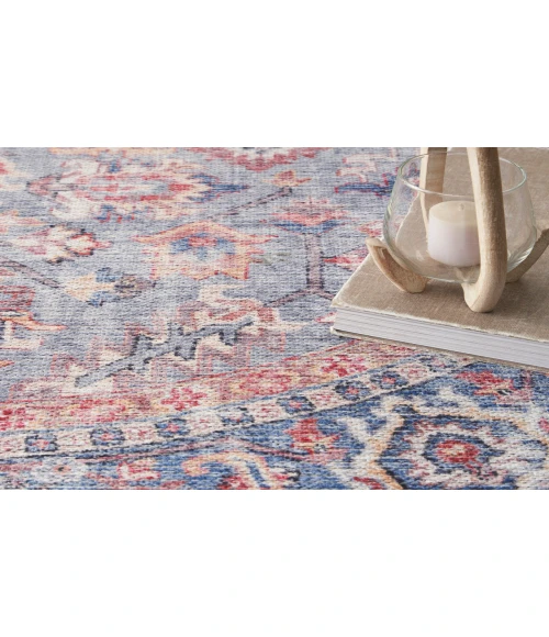 Nicole Curtis Machine Washable Series 1 Blue Multicolor SR104 7 ft. 10 in. Round Rug