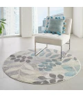 Nourison Tranquil Round Area Rug TRA01-Ivory/Light Blue