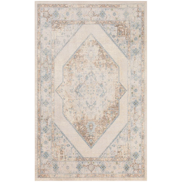 Nourison Astra Machine Washable Ivory Blue ASW13 4 ft. X 6 ft. Rectangle Rug
