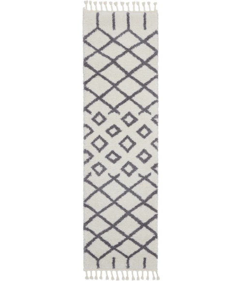 Nourison Moroccan Shag Runner Area Rug MRS01-White