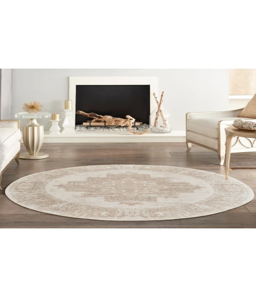 Nourison Grafix Ivory Beige GRF14 8 ft. Round Rug