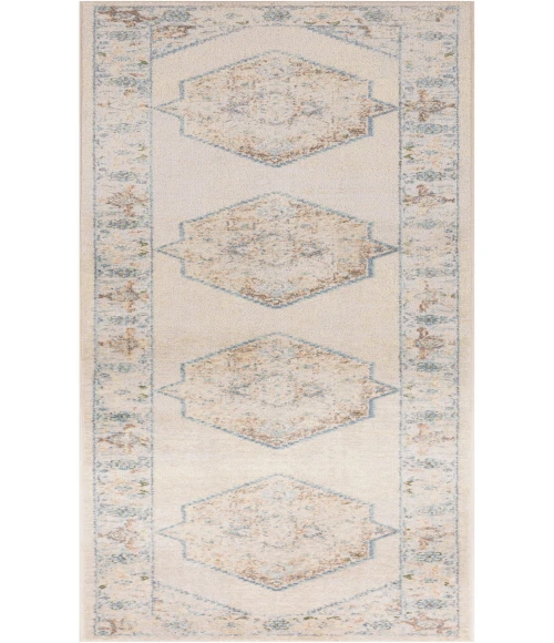 Nourison Astra Machine Washable Ivory Blue ASW13 2 ft. 2 in. X 10 ft. Rectangle Rug