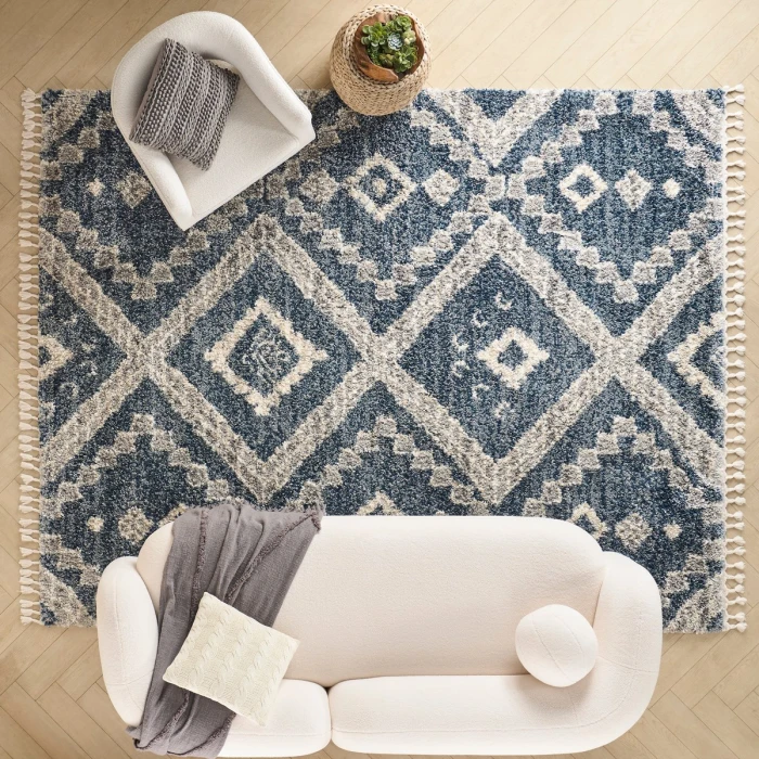 Nourison Oslo Shag Denim Blue OSL02 8 ft. X 11 ft. Rect. Rug