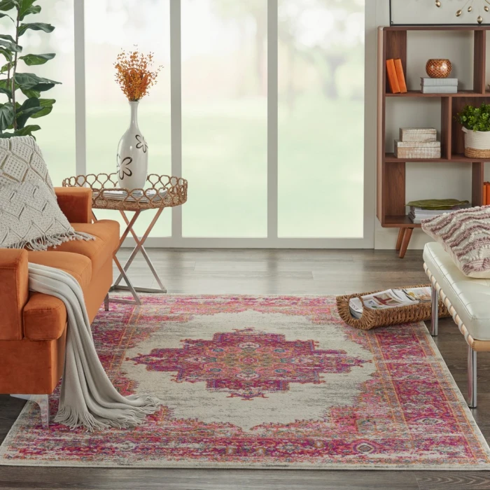 Nourison Passion Area Rug PSN03-Ivory/Fuchsia