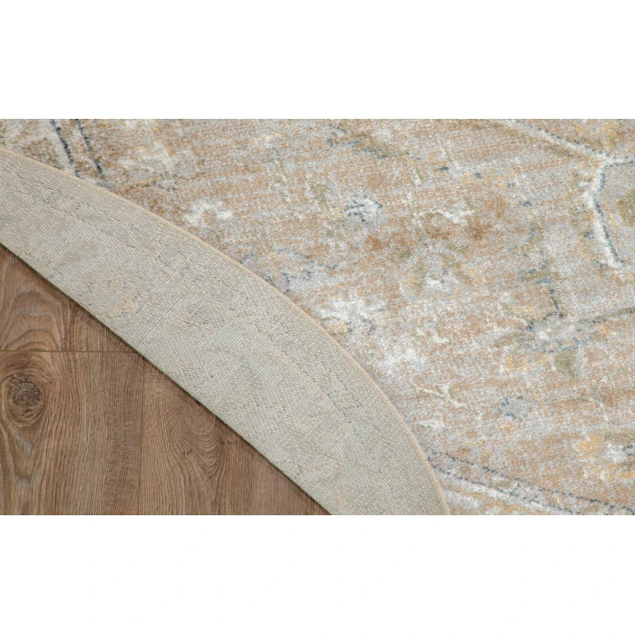 Nourison Astra Machine Washable Beige ASW12 5 ft. 3 in. Round Rug