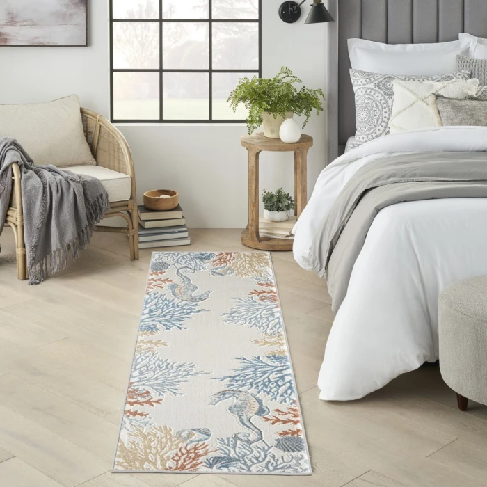 Nourison Seaside Ivory Multicolor SDS03 2ft. x 6ft. Rect. Rug