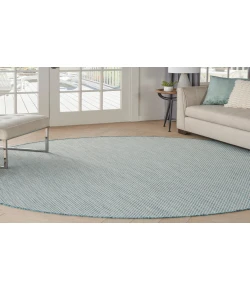 Nourison Home Courtyard COU01 Ivory Aqua 6 ft. Round Area Rug