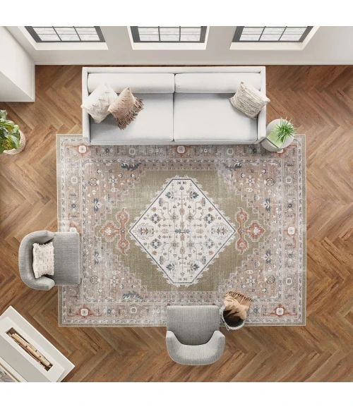 Nourison Astra Machine Washable Area Rug ASW11 Sage Multi