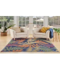 Nourison Aloha Navy Multicolor ALH18 5 ft. 3 in. X 7 ft. 5 in. Rectangle Rug