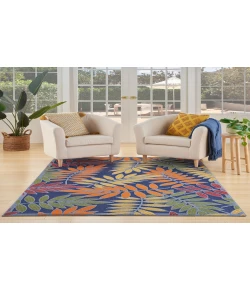 Nourison Home Aloha ALH18 Navy Multicolor 5 ft. 3 in. X 7 ft. 5 in. Area Rug