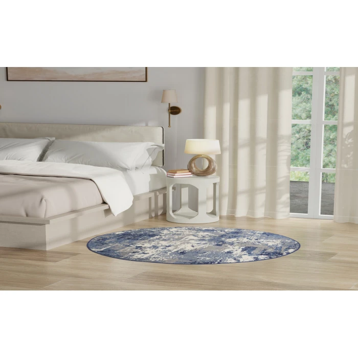 Nourison Grafix Navy Blue GRF38 5 ft. 3 in. Round Rug