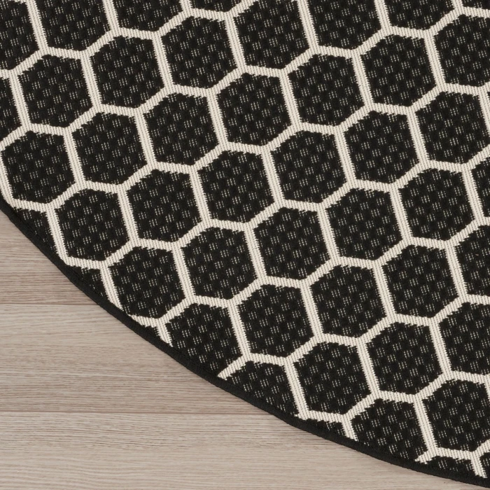 Nourison Twist Reversible Black TWS01 8 ft. X Round Rug