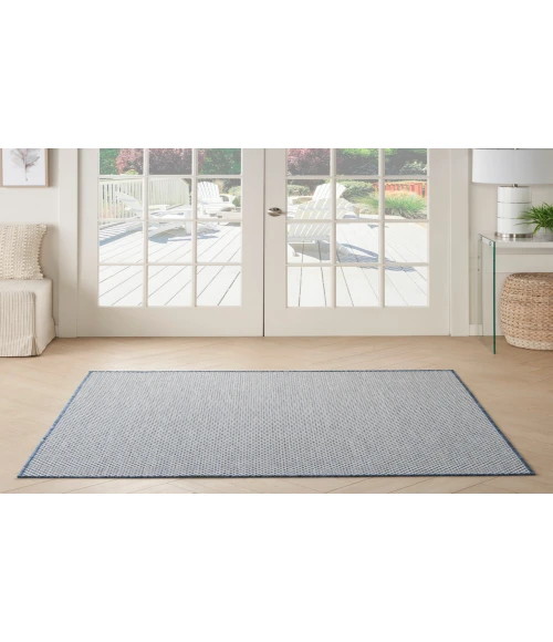 Nourison Courtyard Ivory Blue COU01 4 ft. Square Rug