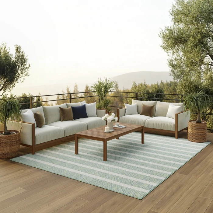 Nourison Positano Blue Green Ivory POS03 12ft. x 15ft. Rect. Rug