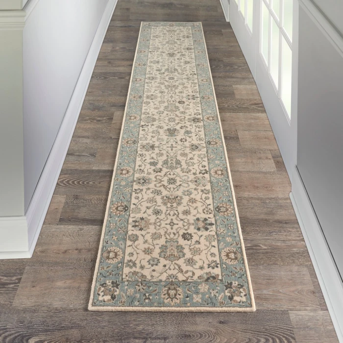 Nourison Living Treasures Runner Area Rug LI16-Ivory/Aqua