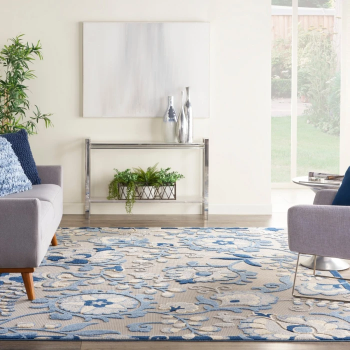 Nourison Aloha Area Rug ALH17 Blue/Grey 12' x 15'