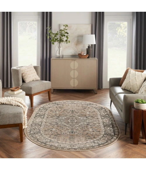 Nourison Quarry Beige Grey QUA05 5 ft. X 8 ft. Oval Rug