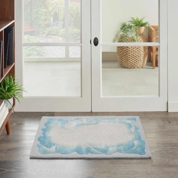Nourison Prismatic Area Rug PRS22 Sea Mist Blue 2' x 3'