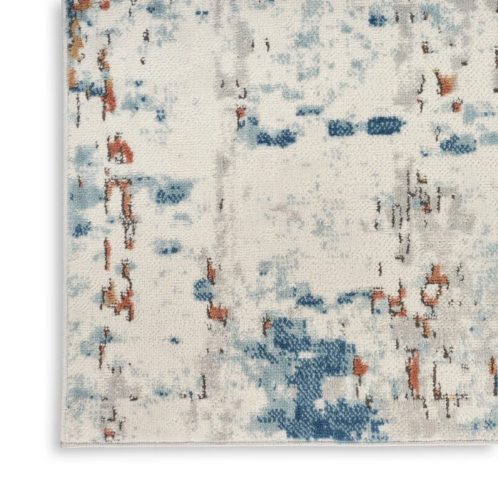 Nourison Quarry Beige Blue Rust QUA01 8 ft. Rect. Rug