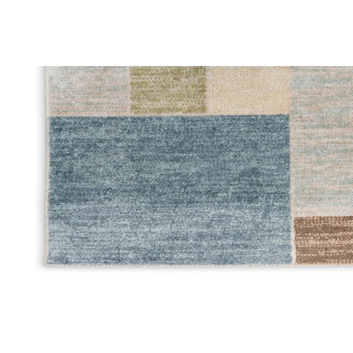 Nourison Astra Machine Washable Blue Green Multi ASW09 2 ft. 2 in. X 10 ft. Rectangle Rug