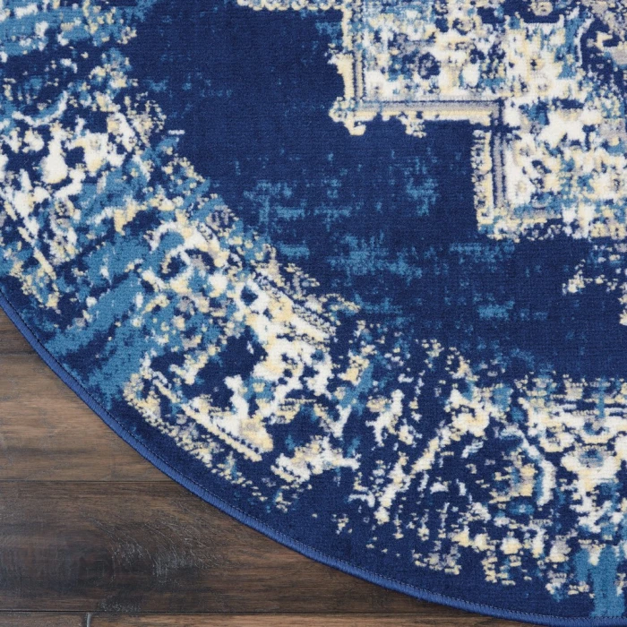 Nourison Grafix Round Area Rug GRF14-Navy Blue