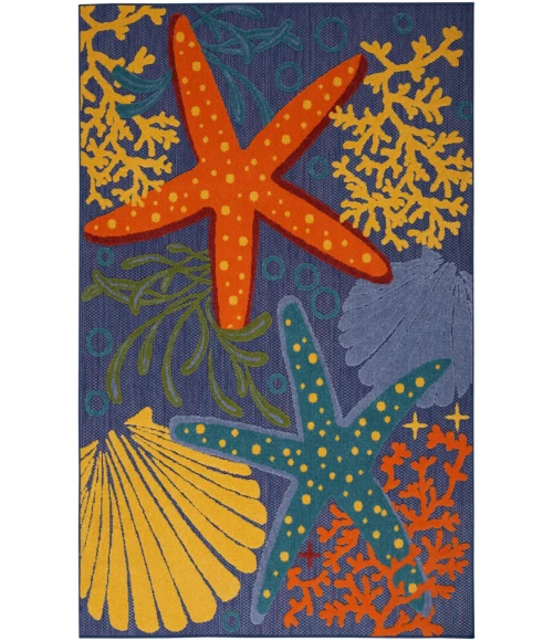 Nourison Aloha Navy Multicolor ALH24 6 ft. X 9 ft. Rectangle Rug