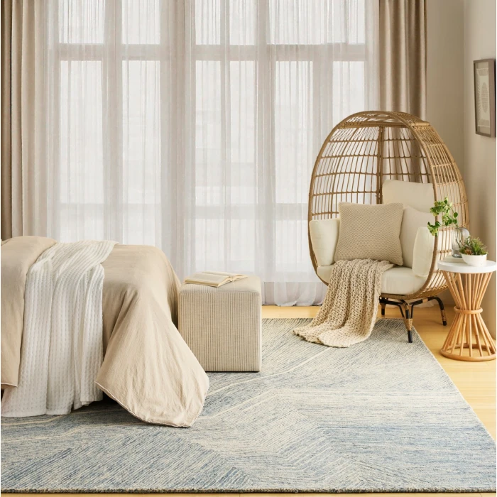 DKNY Pure Angles Ivory Blue ANG01 9 ft. X 12 ft. Rect. Rug